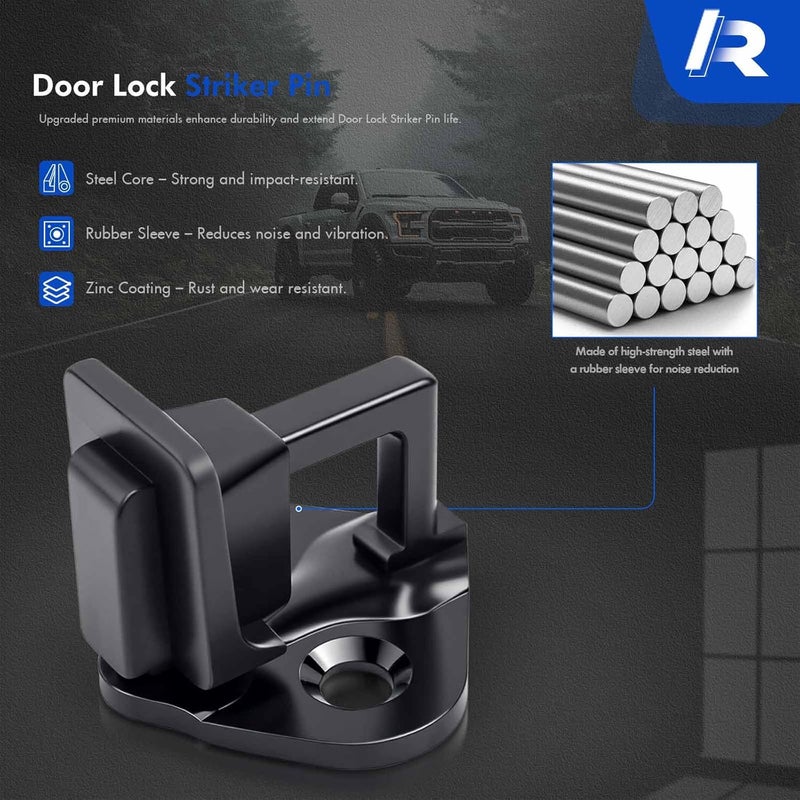 RHAOCZIYAUTO Door Lock Striker Pin w/Bolt Fit for Ford F150 F250 F350 1999-2016 Single Cab or Crew Cab - Latch Mechani Replace# 9L3Z-1522008-A 9L3Z1522008A - 4PCS - Image 3
